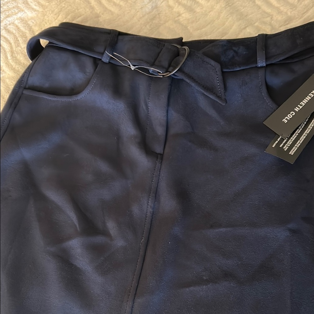 Navy Belted Skirt